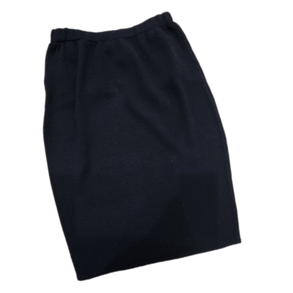 VINTAGE 80s ST.JOHN CLASSIC Evening KNIT SKIRT Set, Black, Women's Small - Picture 5 of 16
